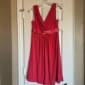 David’s Bridal V-neck Sleeveless dress, Guava, Size 6